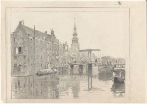 Panoráma města s Montelbaanstoren od Willem Arnoldus Witsen