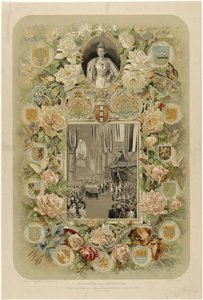 Na památku slavnostní korunovace HM královny Wilhelminy v Nieuwe Kerk v Amsterdamu - 6. září 1898 (název na předmětu) od Willem Zwart