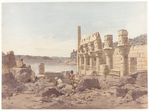 Pohled na ruiny chrámu ve Philae poblíž Asuánu