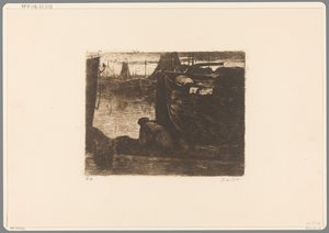 Muž na nábřeží v přístavu Na nábřeží (původní název) od Willem de Zwart (signed by artist)