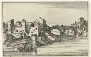 Most přes řeku Římské ruiny a pobřežní krajiny (série 1) (název série) od Willem van Nieulandt (II)