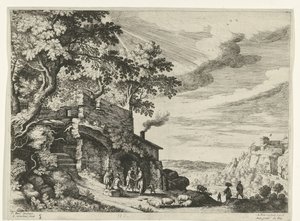 Pastýři na zřícenině Italské krajiny (název série) od Willem van Nieulandt (II)