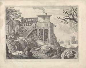 Italská krajina s hostincem od Willem van Nieulandt (II)