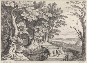 Krajina s Abrahamem a Izákem Italské krajiny (název série) od Willem van Nieulandt (II)