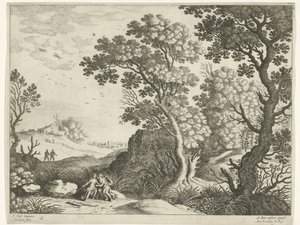 Krajina s Dianou a nymfou Italské krajiny (název série) od Willem van Nieulandt (II)