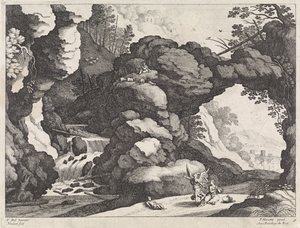 Krajina s Hagar a Ismaelem Italské krajiny (název série) od Willem van Nieulandt (II)