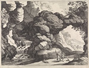 Krajina s Hagar a Ismaelem Italské krajiny (název série) od Willem van Nieulandt (II)