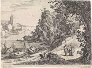 Krajina s vyhnáním Hagar a Ismaela Italské krajiny (název série) od Willem van Nieulandt (II)