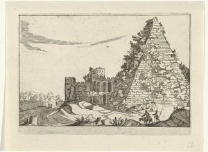 Piramide van Gaius Cestius Římské ruiny (série 2) (název série) od Willem van Nieulandt (II)