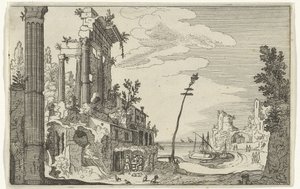 Římské ruiny u moře Římské ruiny a pobřežní krajiny (série 1) (název série) od Willem van Nieulandt (II)