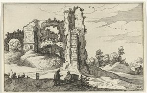 Zřícenina s bránou Římské ruiny a pobřežní krajiny (série 1) (název série) od Willem van Nieulandt (II)