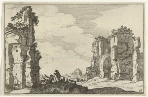 Zřícenina lázní Caracalla Římské ruiny a pobřežní krajiny (série 1) (název série) od Willem van Nieulandt (II)