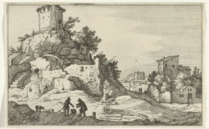 Zřícenina věže Římské ruiny a pobřežní krajiny (série 1) (název série) od Willem van Nieulandt (II)