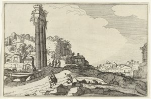 Chrám Castor a Pollux Římské ruiny a pobřežní krajiny (série 1) (název série) od Willem van Nieulandt (II)