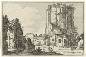 Dvě ruiny Římské ruiny a pobřežní krajiny (série 1) (název série) od Willem van Nieulandt (II)