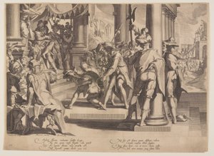 Alegorie spravedlnosti, svátost práva, deska 12 z knihy Trůny spravedlnosti (Thronus Iustitiae) od Willem van Swanenburgh