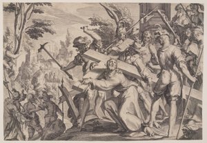 Kristus nesoucí kříž, deska 4 z knihy Trůny spravedlnosti (Thronus Iustitiae) od Willem van Swanenburgh