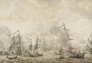 Epizoda z bitvy mezi nizozemskou a švédskou flotilou v Sound, 8. listopadu 1658 od Willem van de Velde (I)