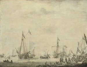 Royal Yacht and State Yacht Sail z Moerdijku s Karlem II., anglickým králem, na palubě, 1660