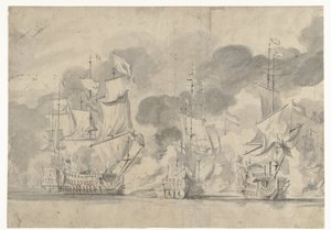 Bitva u Lowestoftu 13. června 1665 od Willem van de Velde (I)