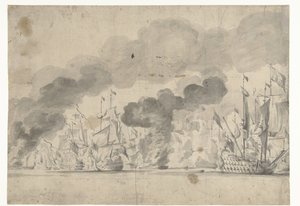 Bitva u Lowestoftu 13. června 1665 od Willem van de Velde (I)