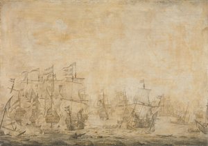 Bitva mezi nizozemskou a švédskou flotilou od Willem van de the Elder Velde
