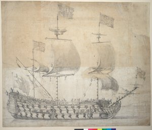 HMS Britannia (kresba) od Willem van de the Elder Velde
