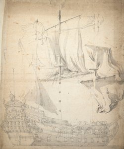Portrét "Kampveere" (), asi 1664 (ofset, grafit, šedá barva) od Willem van de the Elder Velde