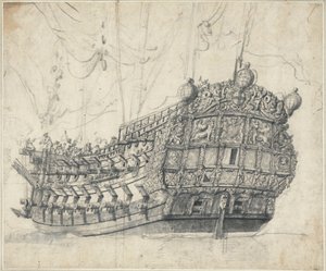 Portrét "tygra" (1678), asi 1681 (grafit, šedá barva) od Willem van de the Elder Velde