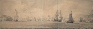 Nizozemské indiánské lodě plující k Bok op Raa (Bjaelkero), 25. srpna až 4. září 1665 od Willem van de the Elder Velde