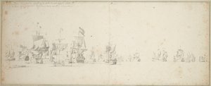 Fríská eskadra leží u pobřeží Skotska od Willem van de the Elder Velde