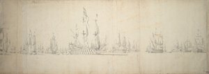 Den před bitvou u Lowestoftu, 2.-12. června 1665 od Willem van de the Elder Velde