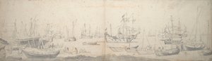 Weyschuits, kaag a holandské válečné lodě v Texelu od Willem van de the Elder Velde