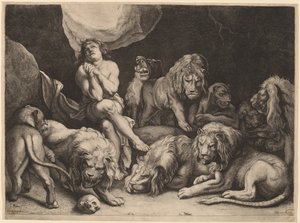 Daniel v jámě lvové od Willem van der Leeuw after Sir Peter Paul Rubens