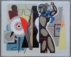 Žena s pozvednutou rukou od Willi Baumeister