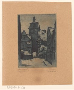 Pohled na Weisserturm v Rothenburg ob der Tauber Rothenburg o. T. Weisserturm (název na objektu) od Willi Foerster (signed by artist)