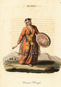 Žena kouzelnice nebo šamanka, mongolští lidé