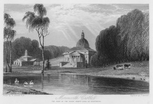Hrad Mereworth, sídlo lorda Le Despencera (rytina)