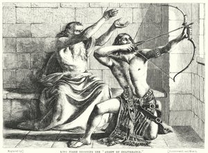 Král Joash střílející Arrow of Deliverance (rytina) od William (after) Dyce