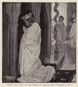 Bdění Jindřicha III. u svatyně Eduarda Vyznavače (litografie) od William (after) Hatherell