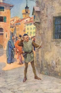 Shakespearův Romeo a Julie: (barevná litografie): Romeo a Julie: I. dějství, II. scéna (barevná litografie)