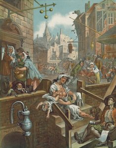 Chromolitografie Williama Hogartha Gin Lane (chromolitho)