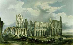 Whitby Abbey z jihozápadu, z „The Monastic Ruins of Yorkshire“, vyryl George Hawkins (1819-52) od William (after) Richardson