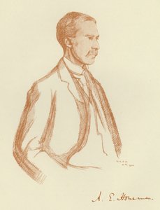 A E Housman, portrét (litho) od William (after) Rothenstein