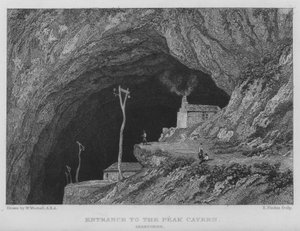 Vchod do Peak Cavern, Derbyshire (rytina) od William (after) Westall