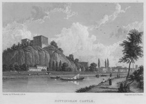 Nottinghamský hrad (rytina) od William (after) Westall