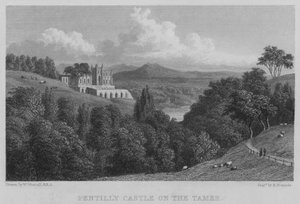 Pentillie Castle on the Tamer (rytina) od William (after) Westall