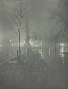 Mokrá noc, Columbus Circle, New York, c. 1897. od William A. Fraser