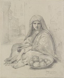 Severoafrická dívka prodávající granátová jablka, konec 19. století od William Adolphe Bouguereau