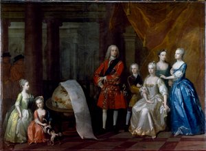 Skupinový portrét Fredericka, prince z Walesu, s jeho bratrem vévodou z Cumberlandu a jejich pěti sestrami
